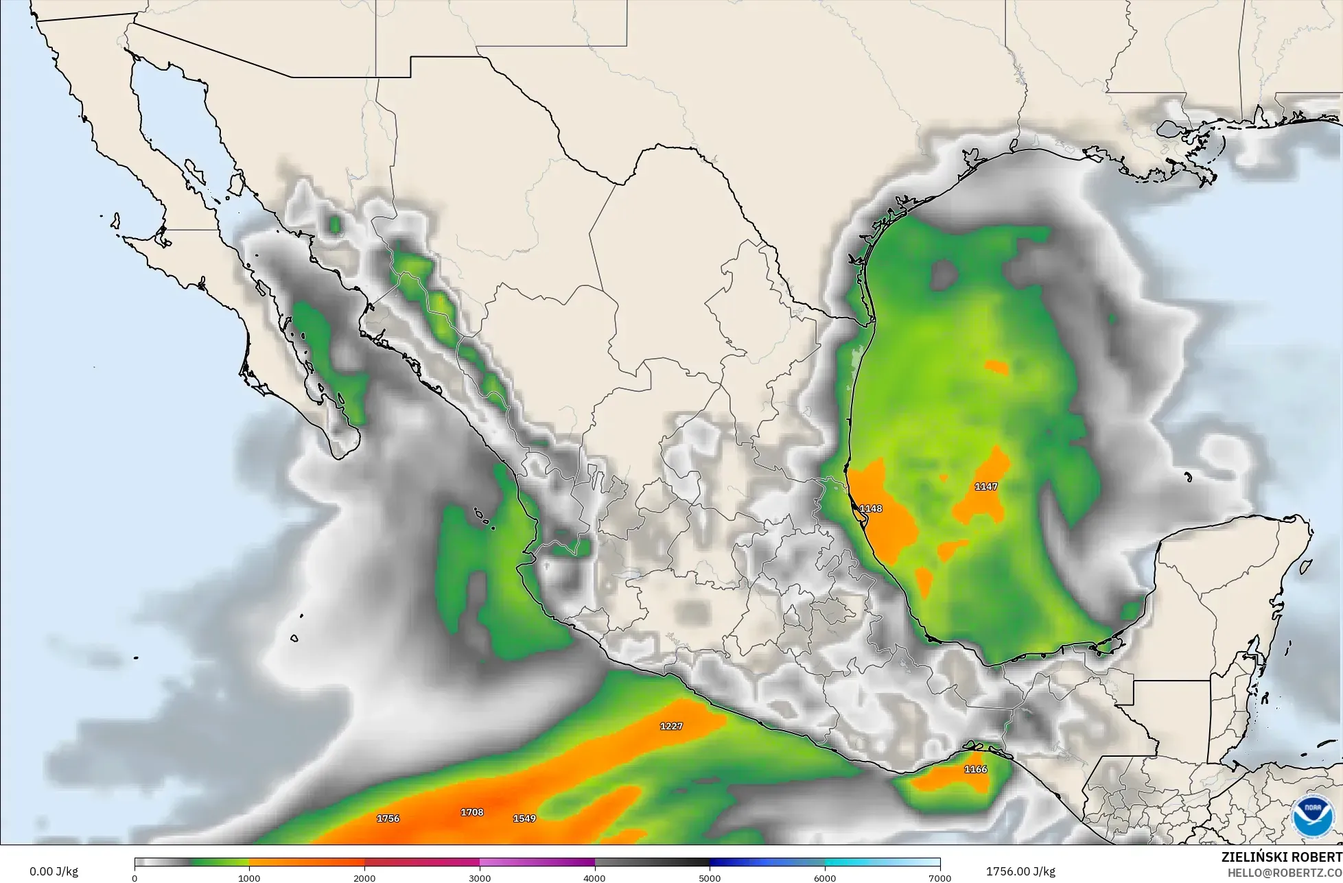 GFS model - Mexico, CAPE