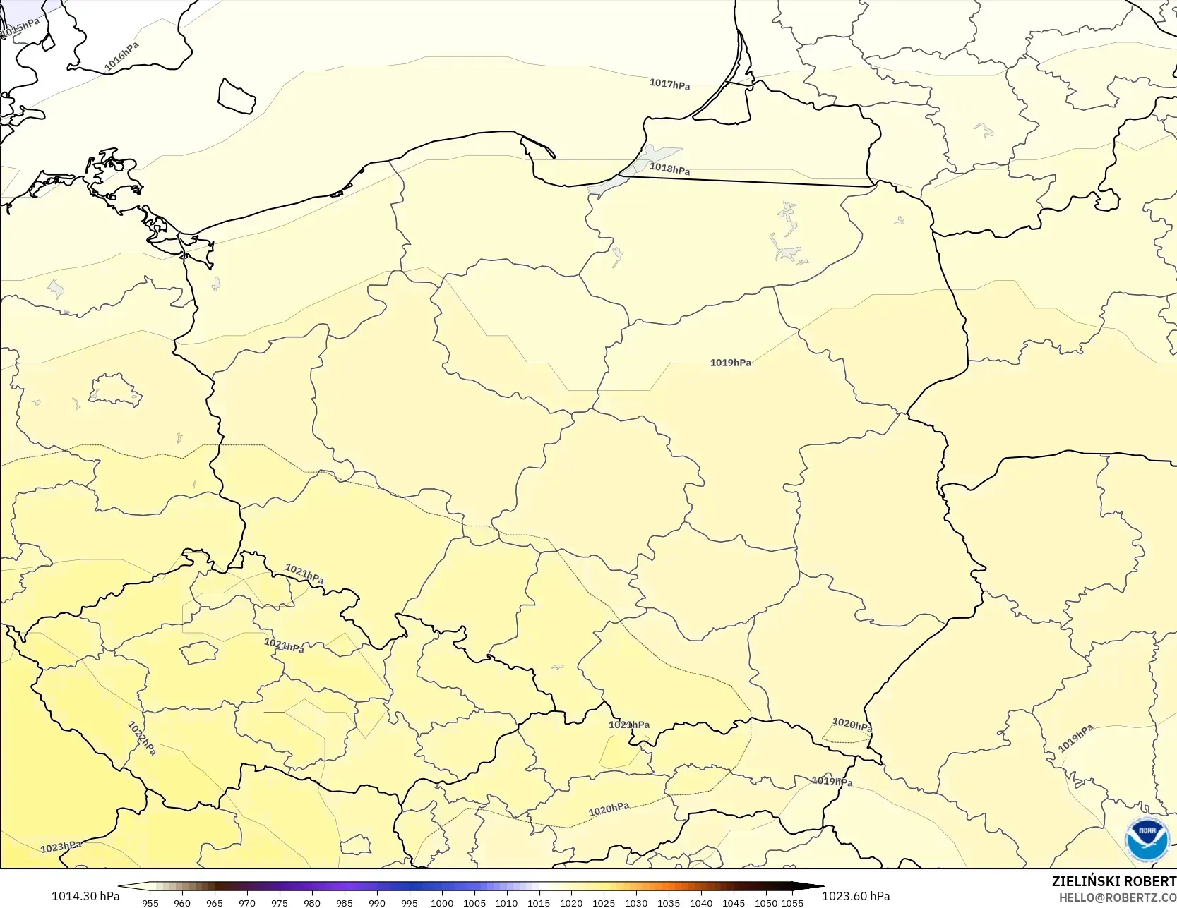 GFS model - Poland, Pressure