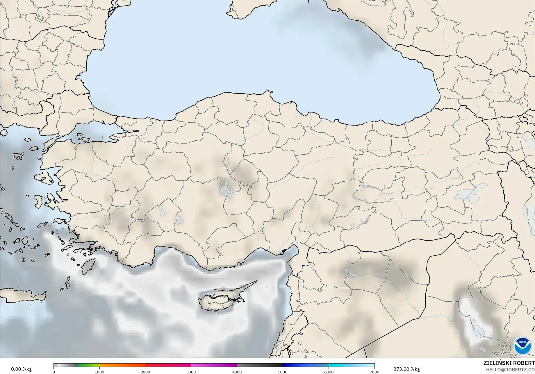 GFS model - Turkey, CAPE