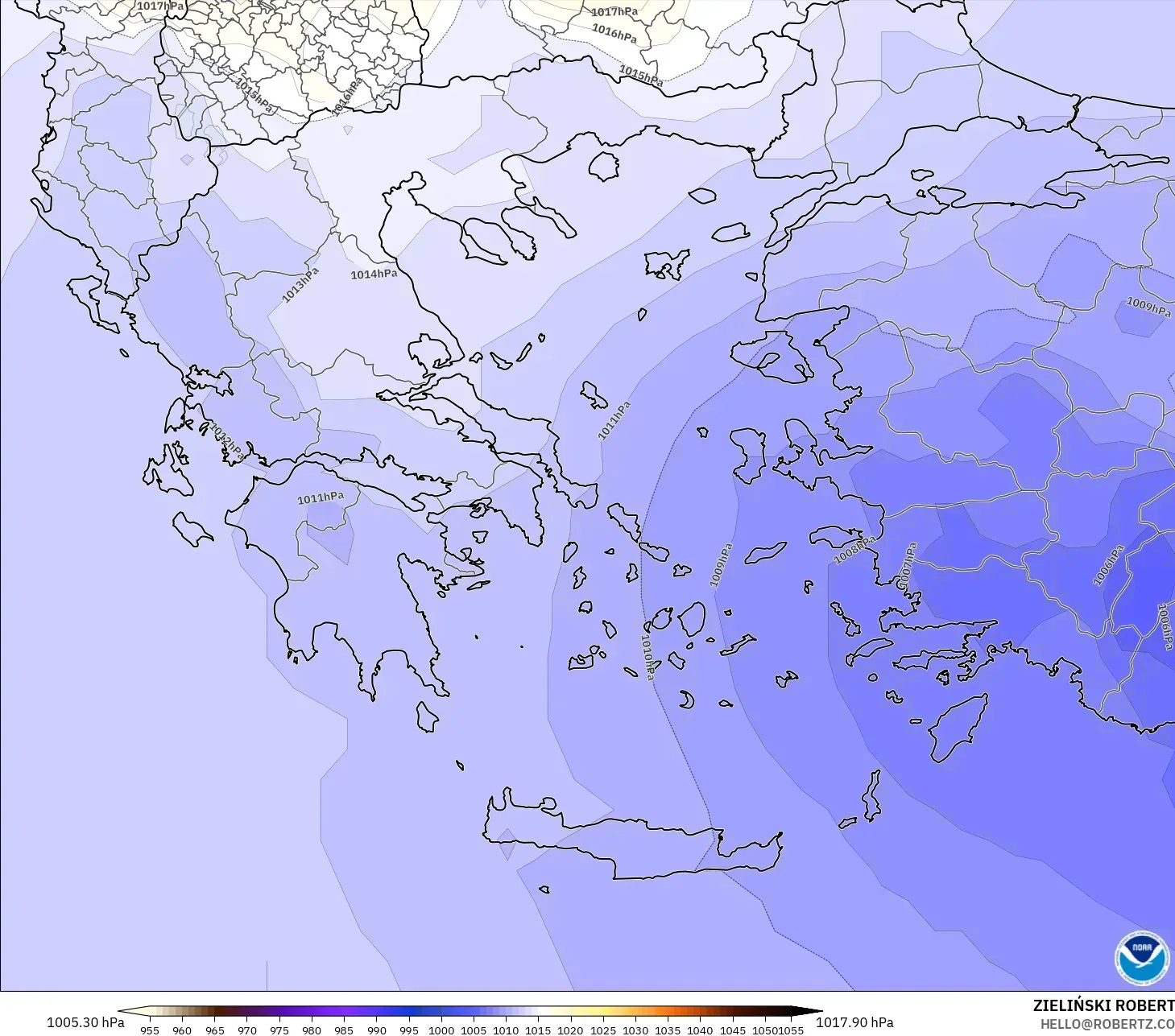 GFS model - Greece, Pressure