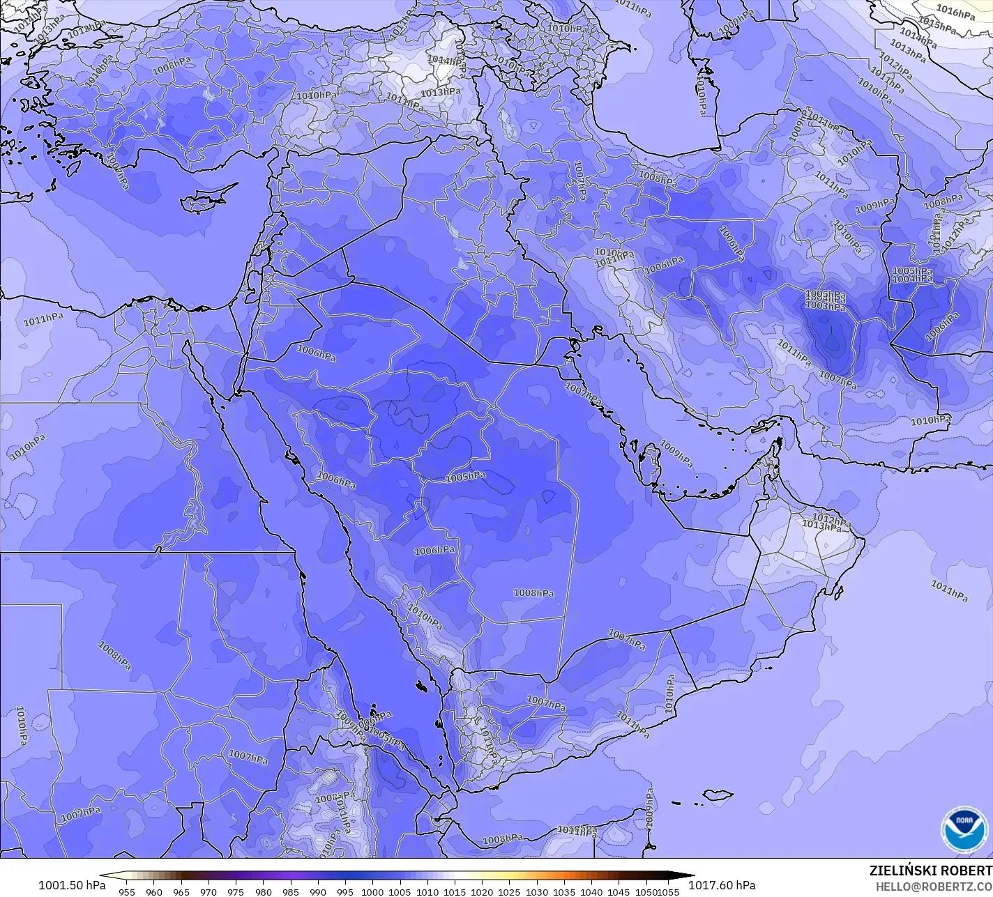 GFS model - Middle East, Pressure