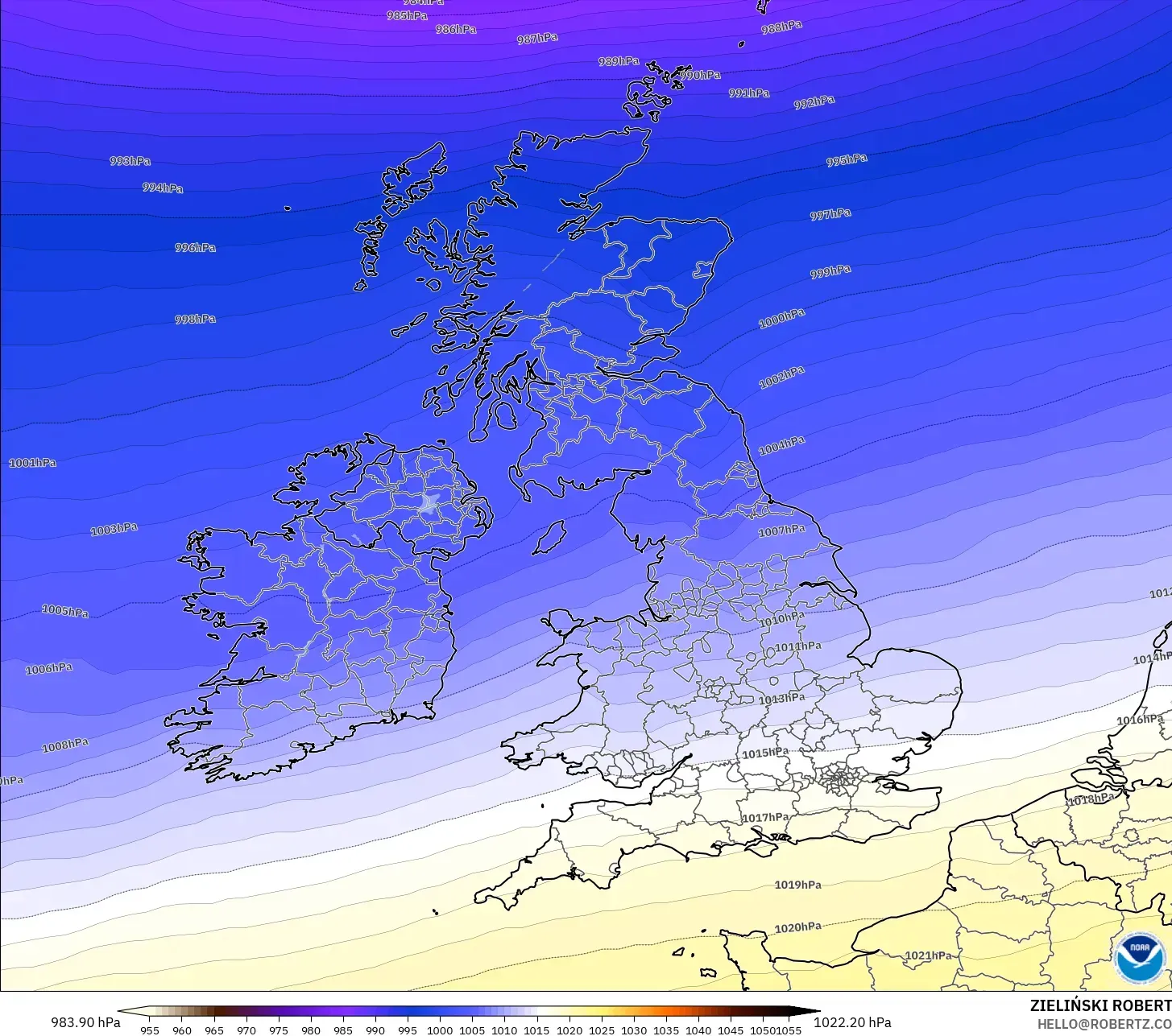 GFS model - United Kingdom, Pressure