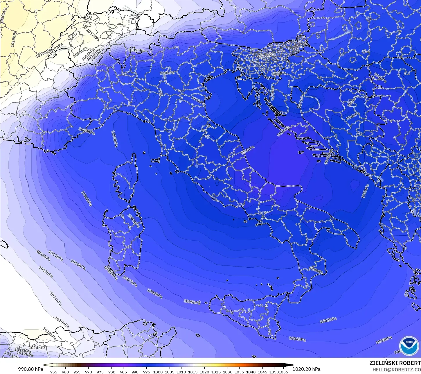 GFS model - Italy, Pressure