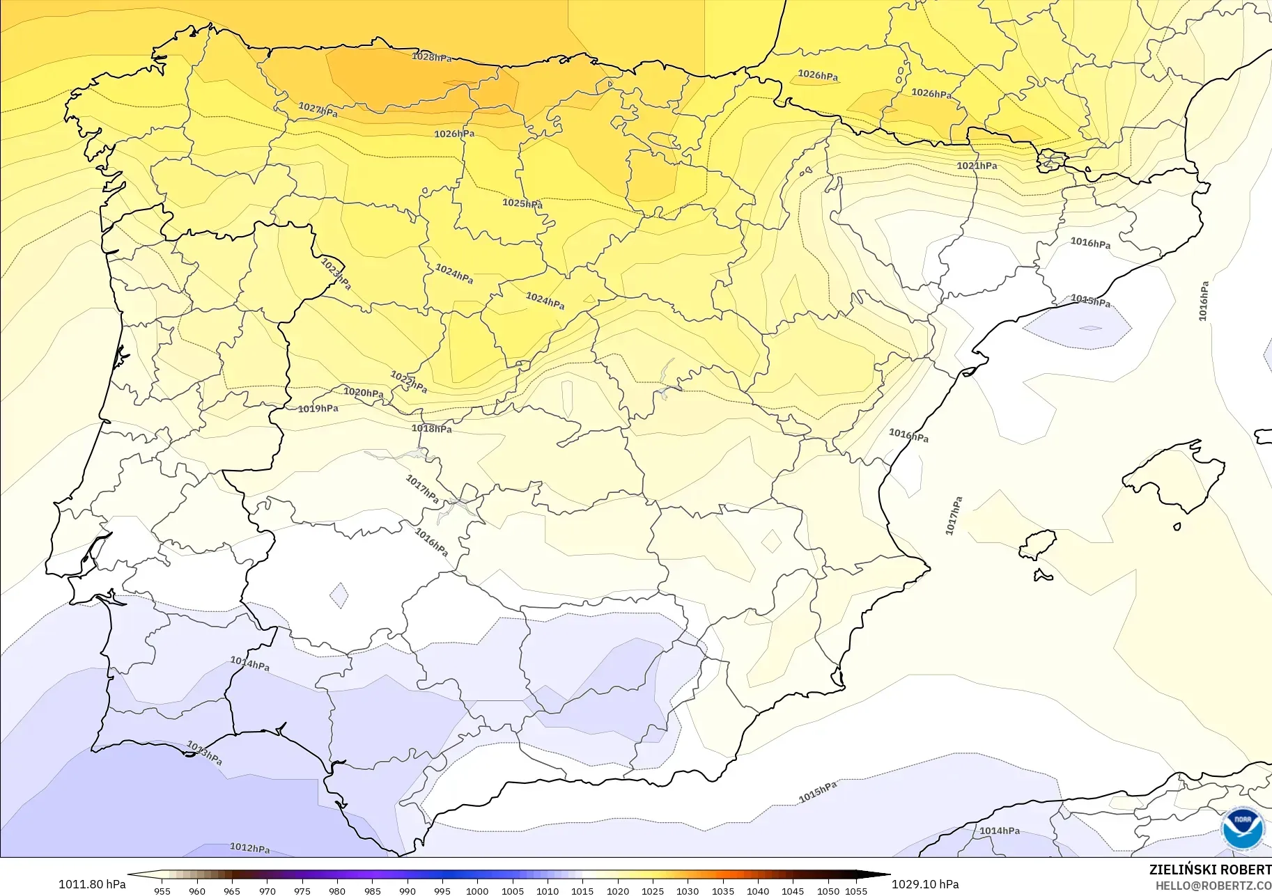 GFS model - Spain, Pressure