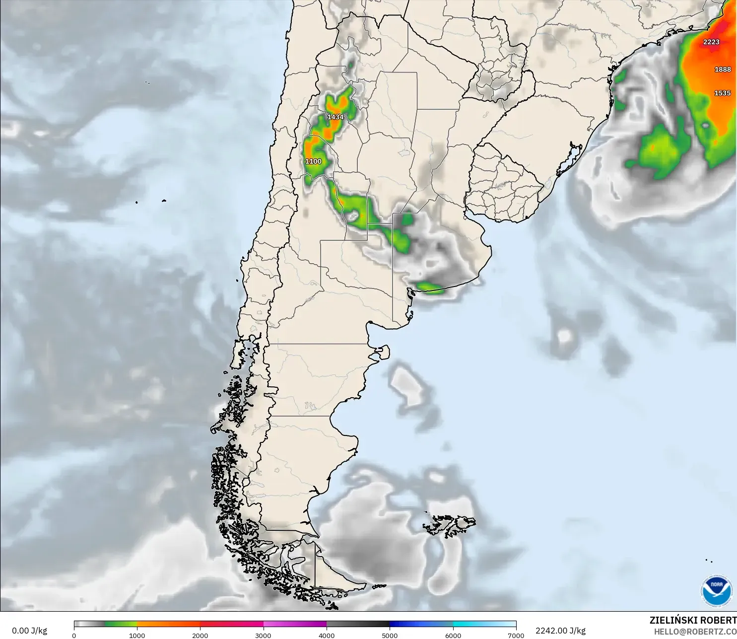GFS model - Argentina, CAPE