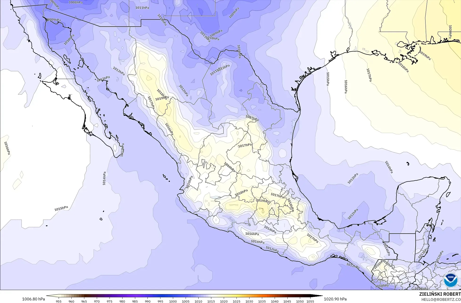 GFS model - Mexico, Pressure