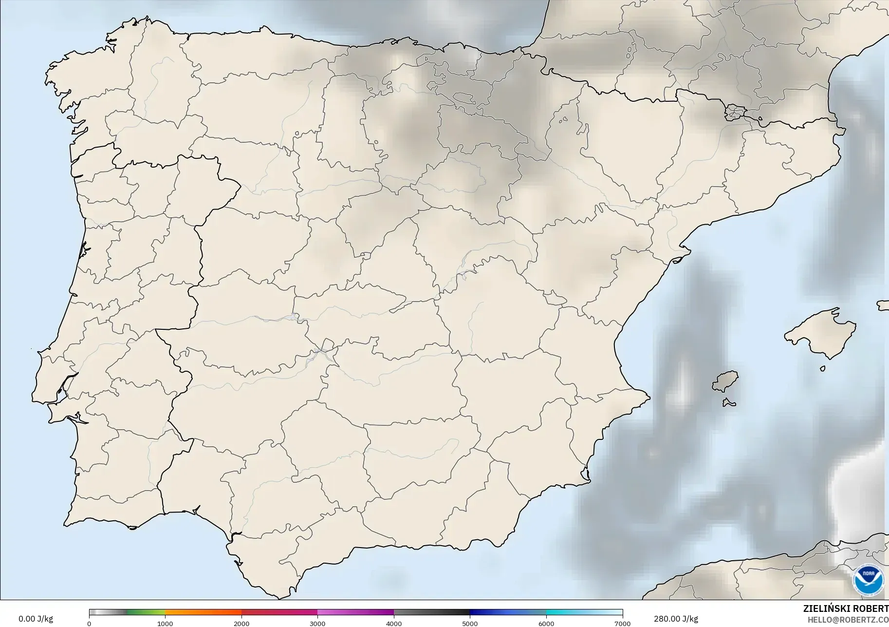 GFS model - Spain, CAPE