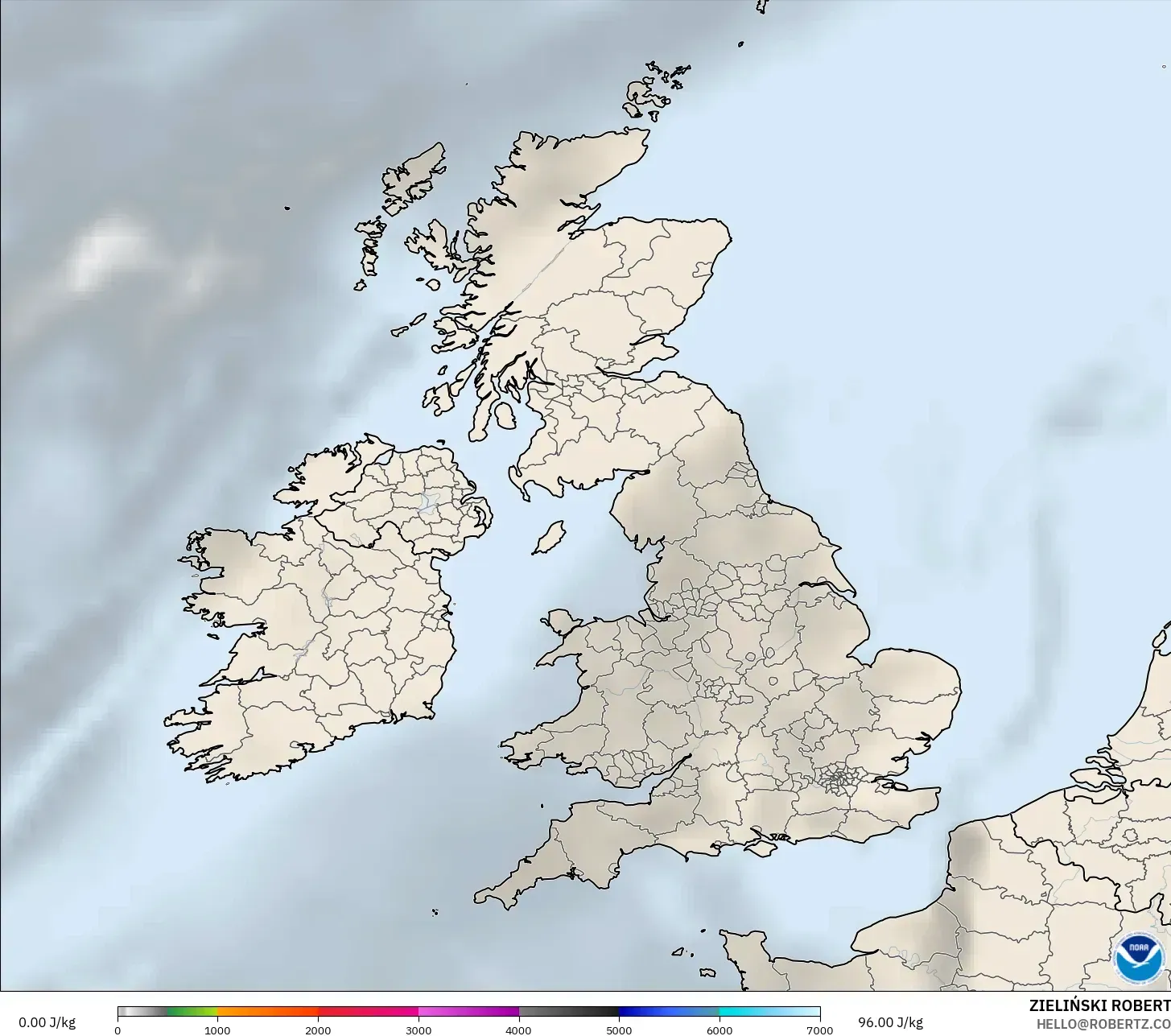 GFS model - United Kingdom, CAPE
