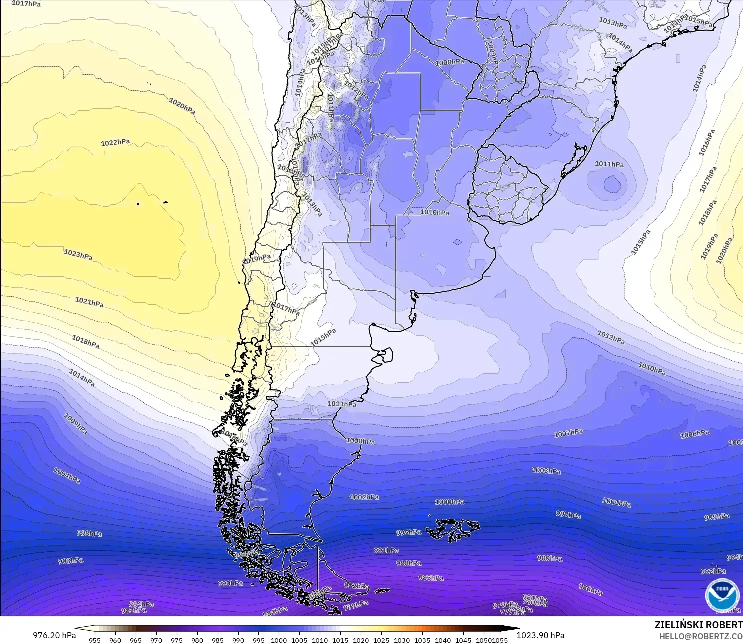 GFS model - Argentina, Pressure