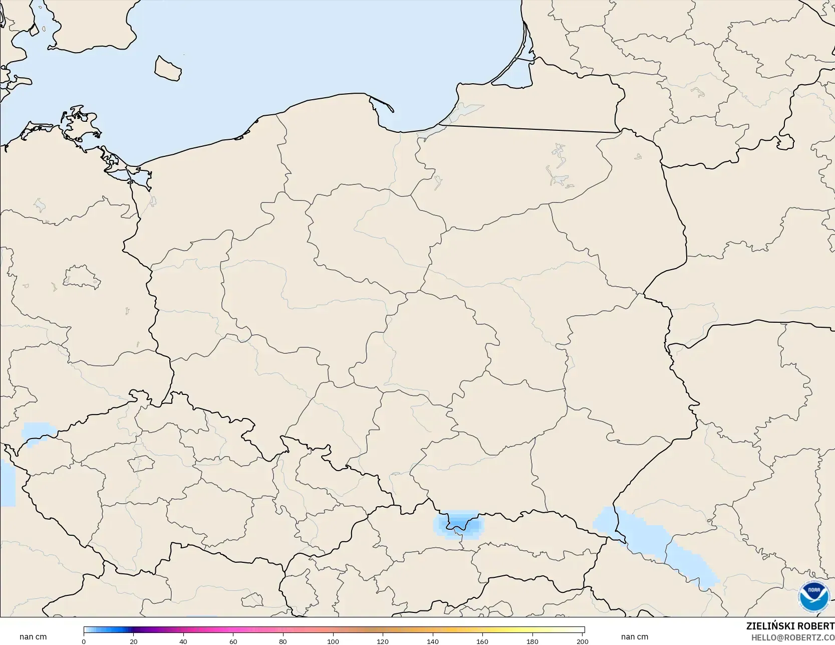 GFS model - Poland, Snow Depth