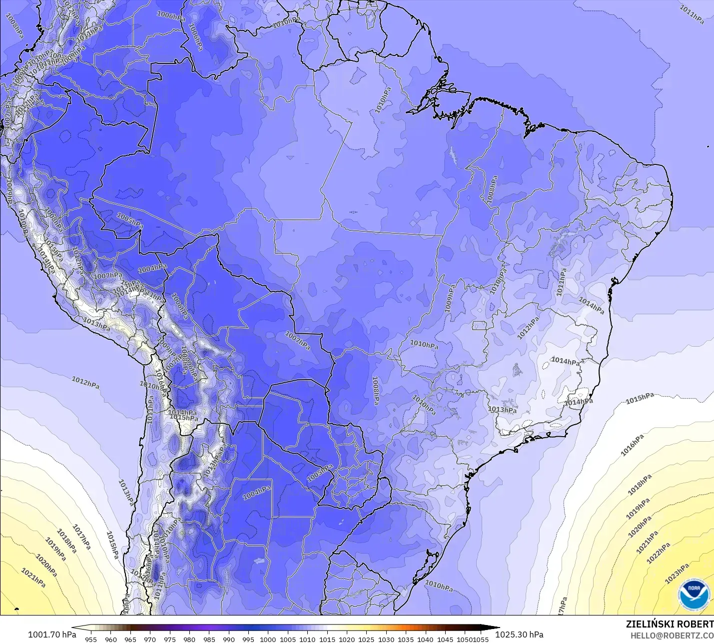 GFS model - Brazil, Pressure