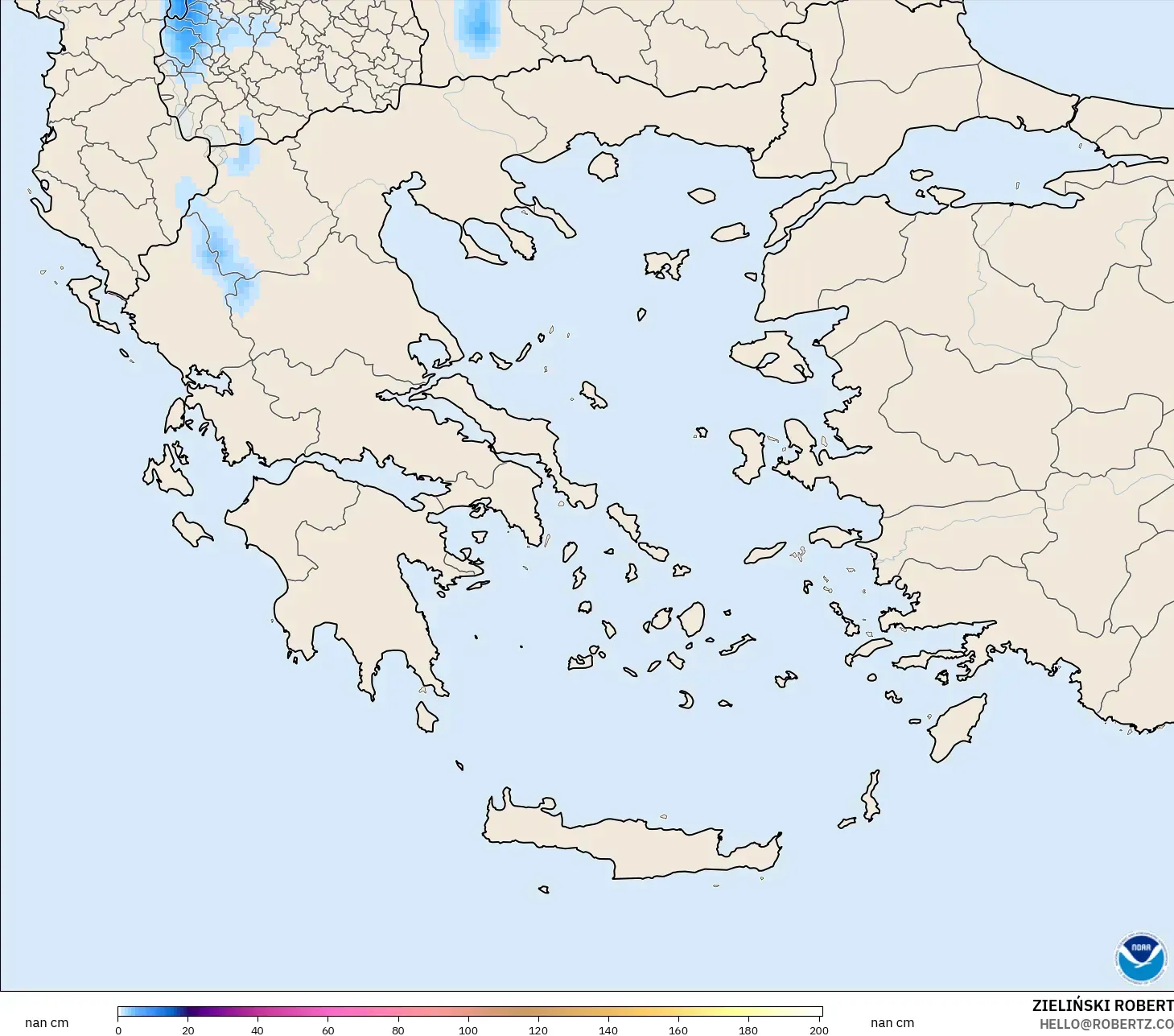 GFS model - Greece, Snow Depth