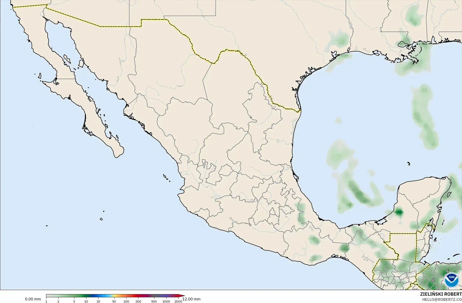 GFS model - Mexico, Precipitation Accumulation