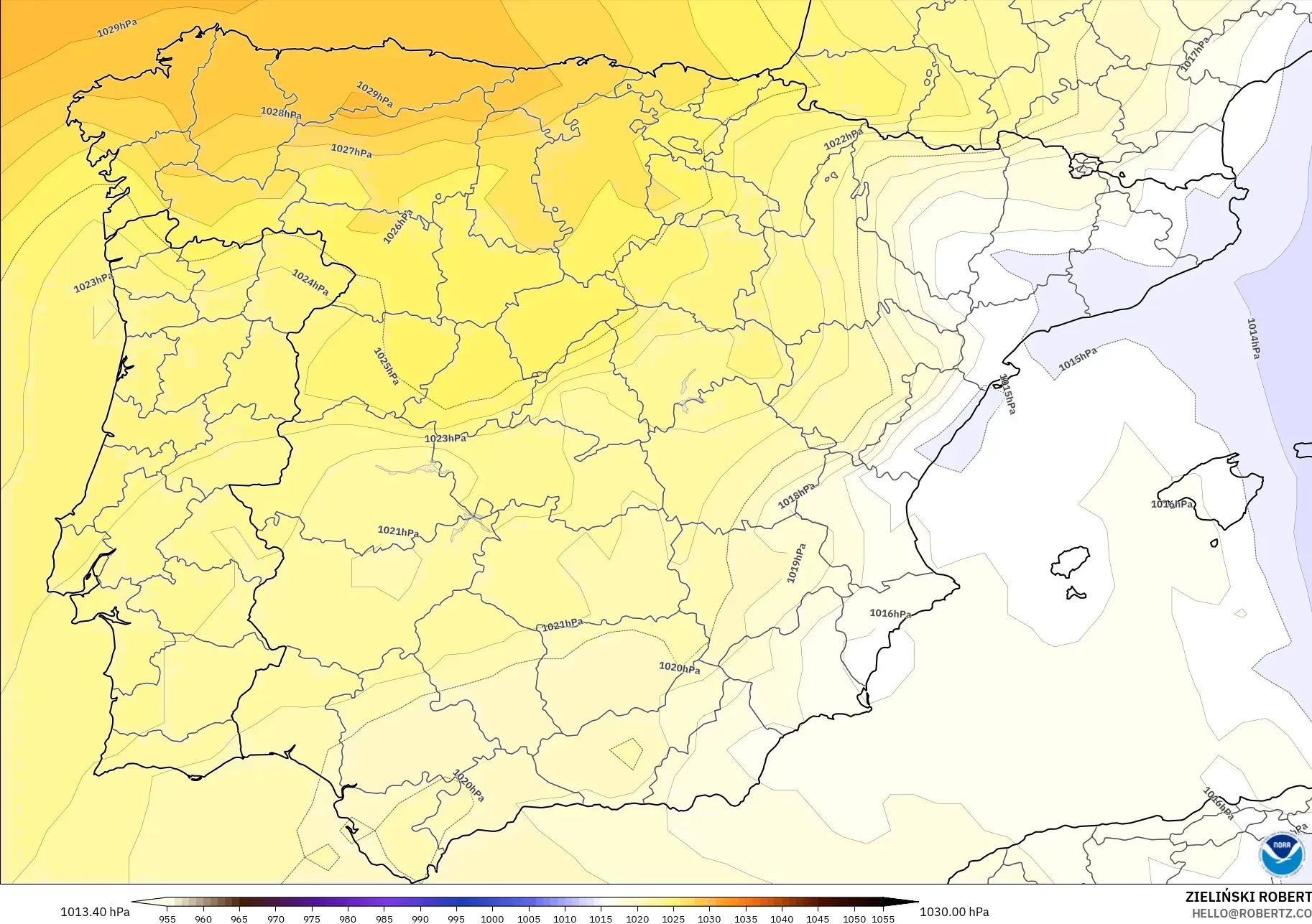 GFS model - Spain, Pressure
