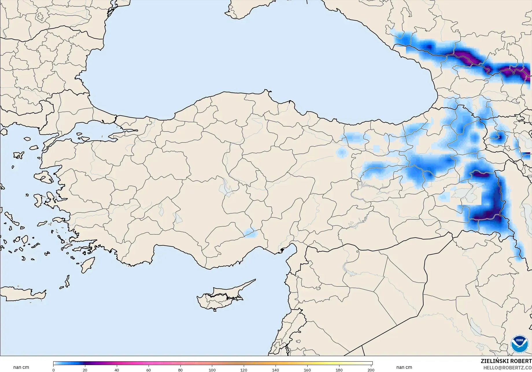 GFS model - Turkey, Snow Depth