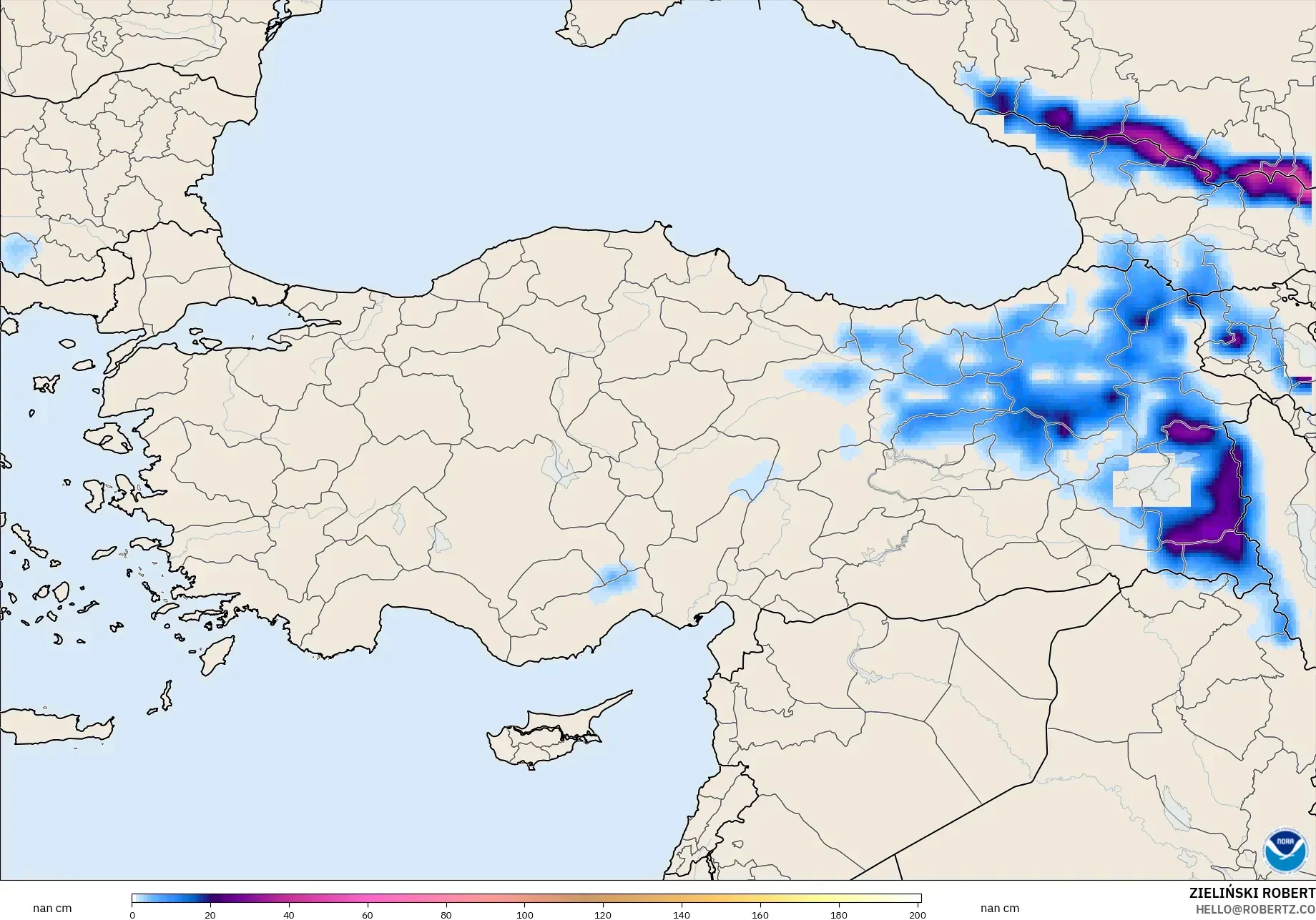 GFS model - Turkey, Snow Depth