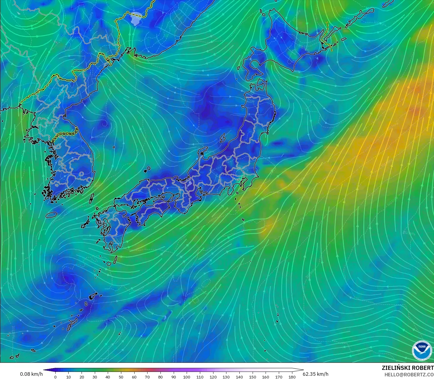 GFS model - Japan, Wind at 10m