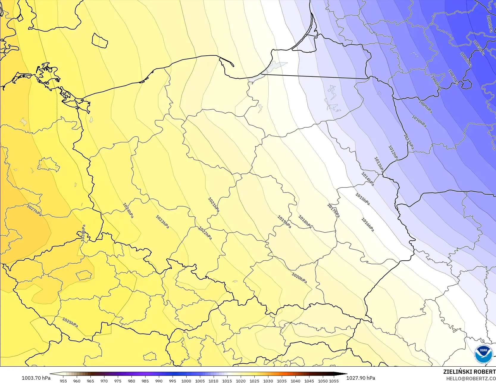 GFS model - Poland, Pressure