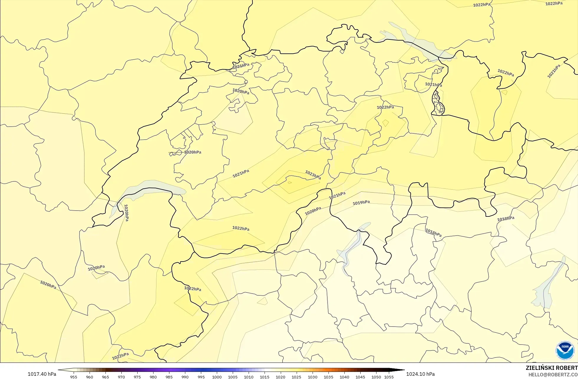 GFS model - Switzerland, Pressure