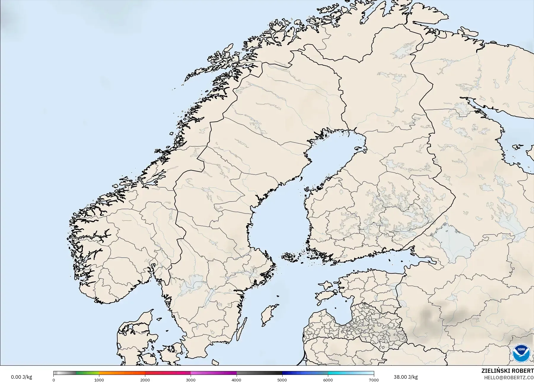 GFS model - Scandinavia, CAPE
