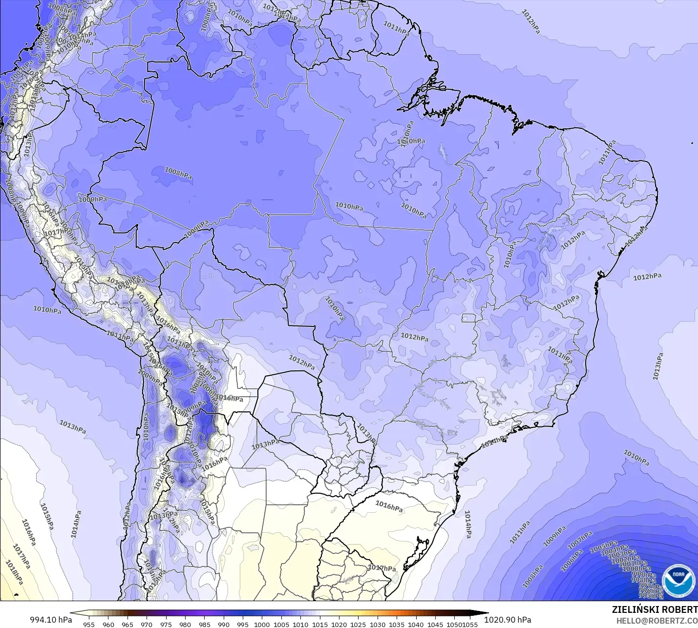 GFS model - Brazil, Tekanan