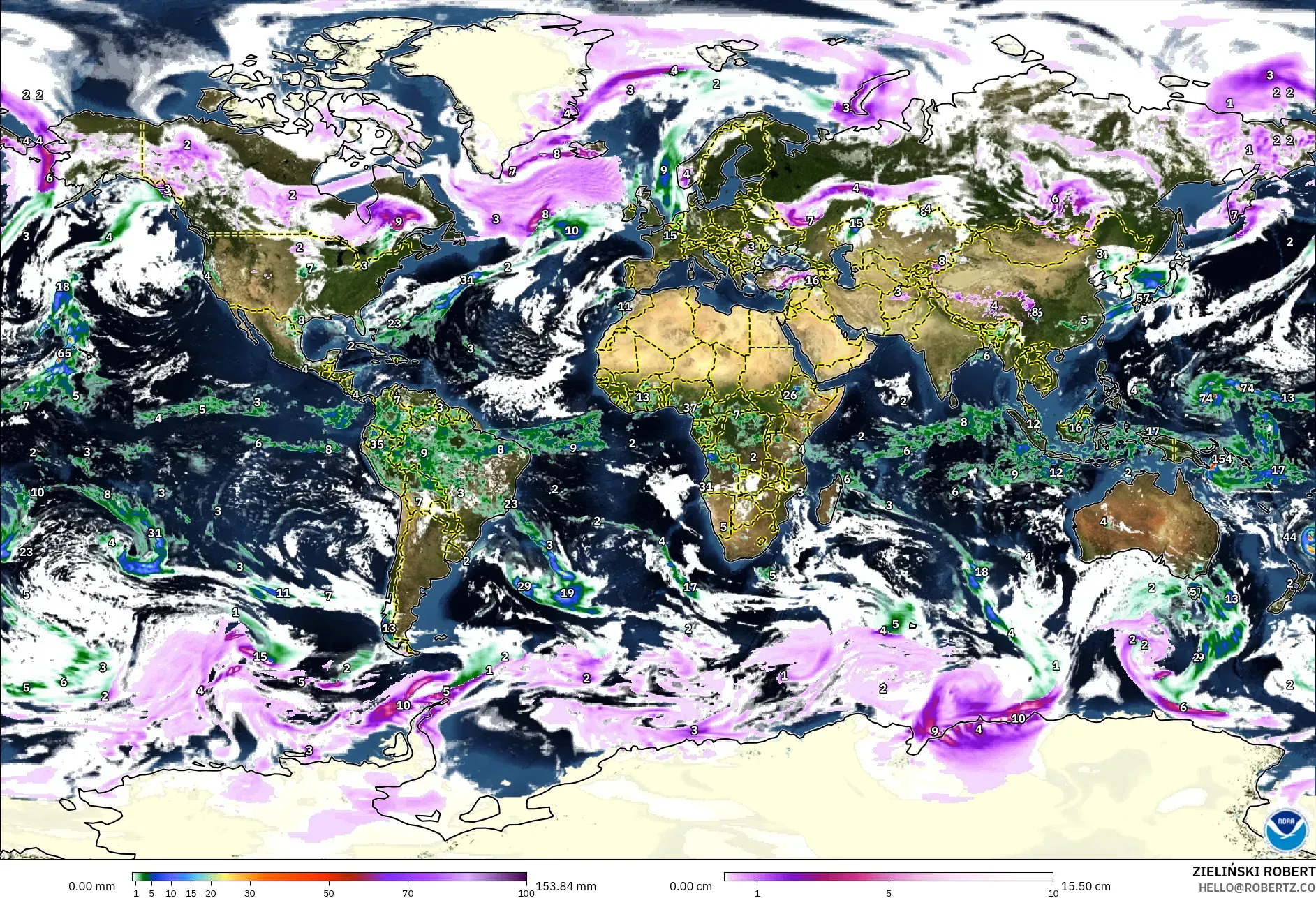 GFS model - Dunia, Hujan, Awan dan Tekanan