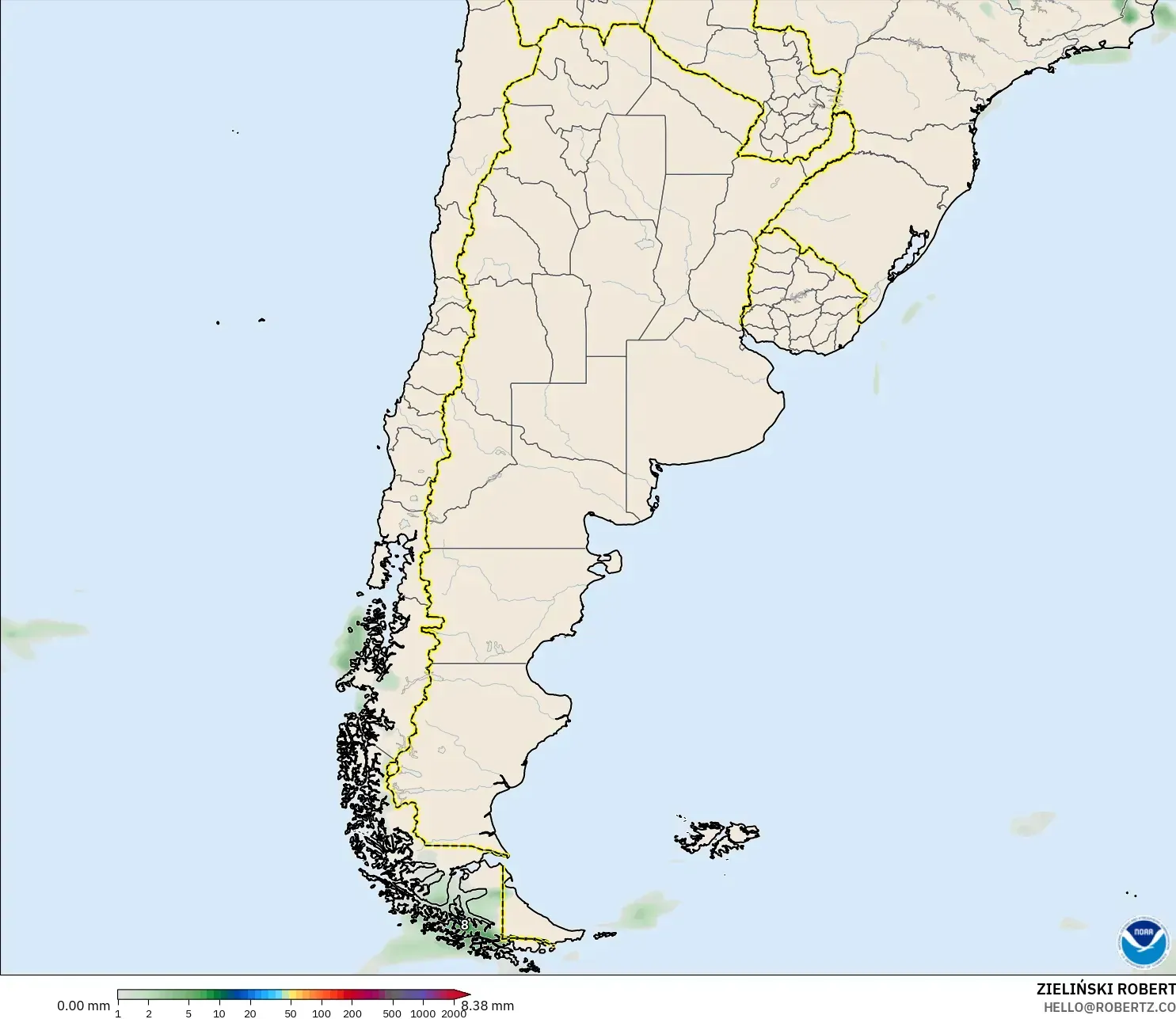 GFS model - Argentina, Pengumpulan Hujan