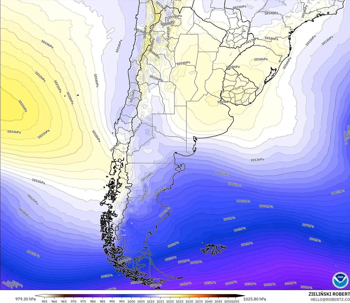 GFS model - Argentina, Tekanan