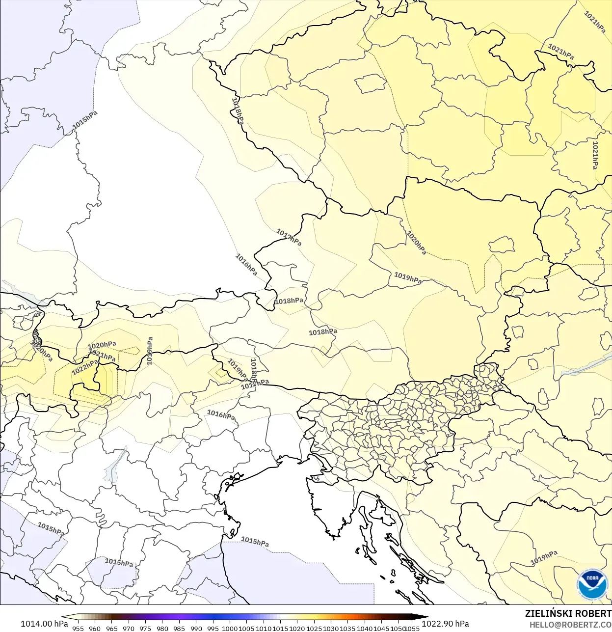 GFS model - Austria, Tekanan