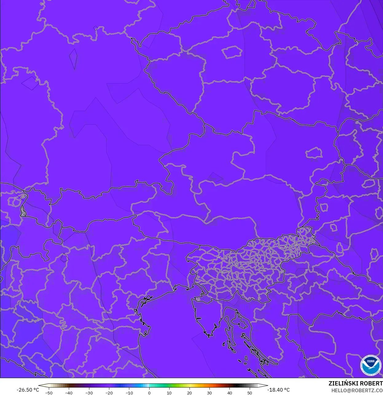 GFS model - Austria, Suhu 500 hPa
