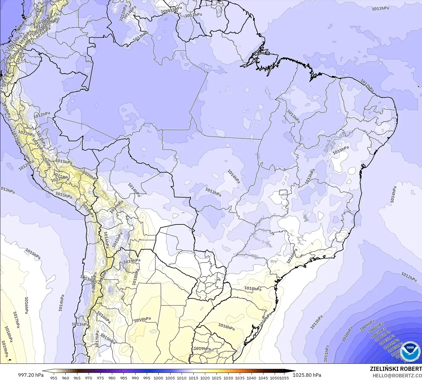 GFS model - Brazil, Tekanan