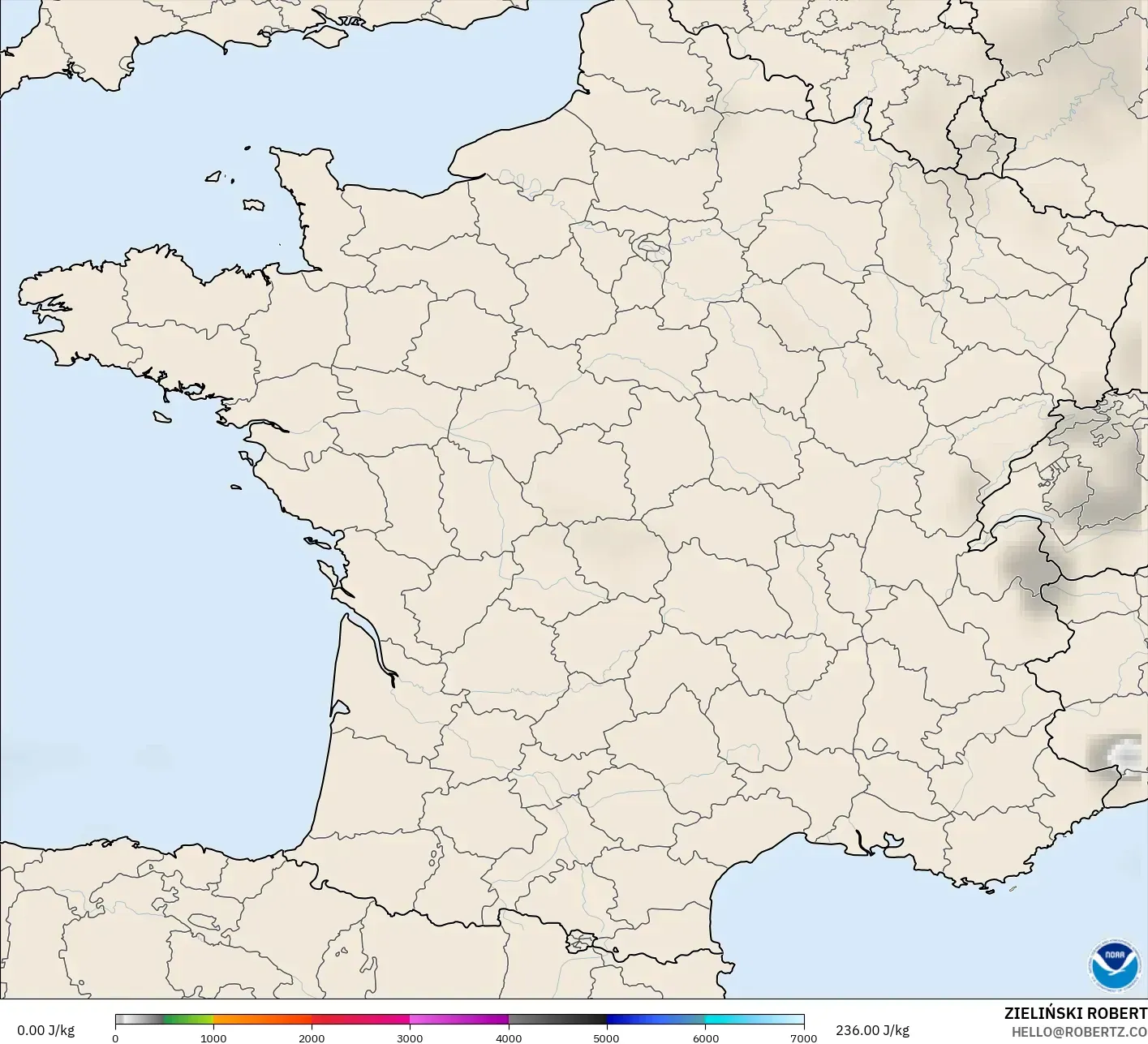GFS modelo - France, CAPE