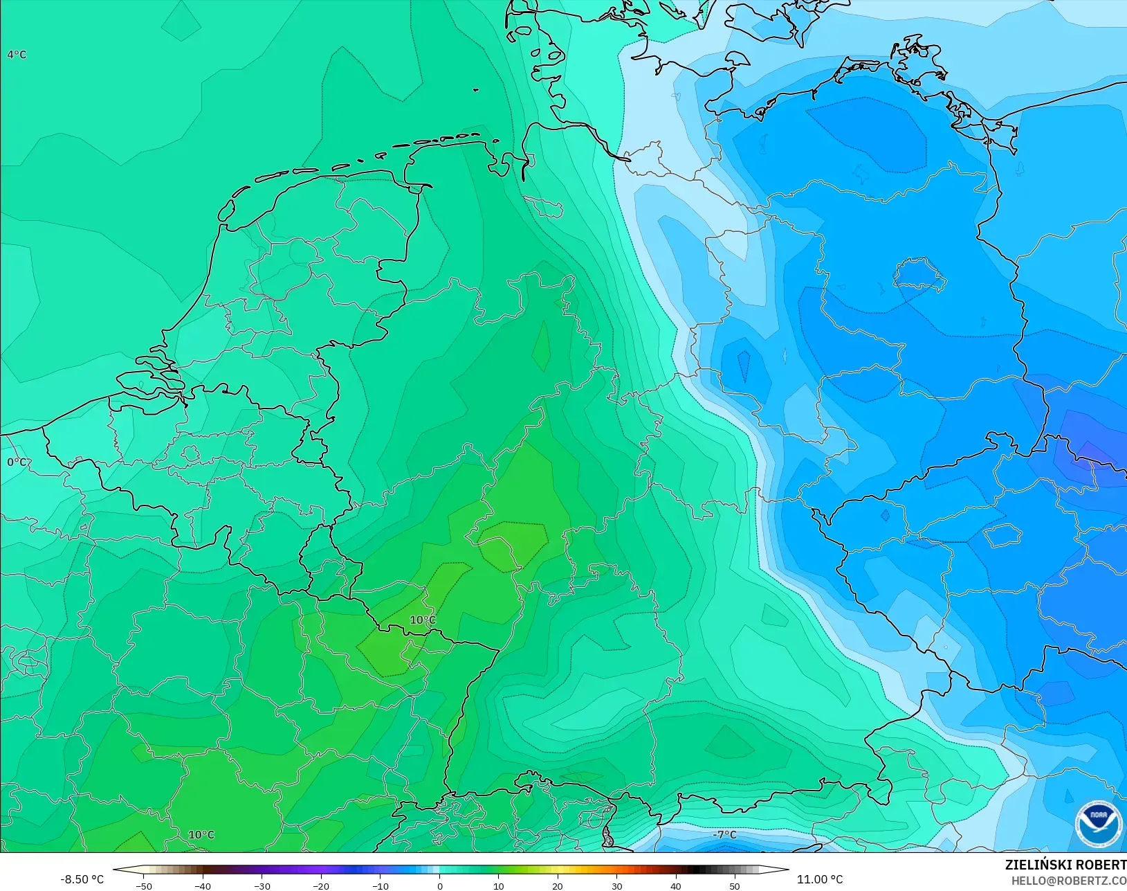 GFS model - Jerman, Takat Embun 2 m