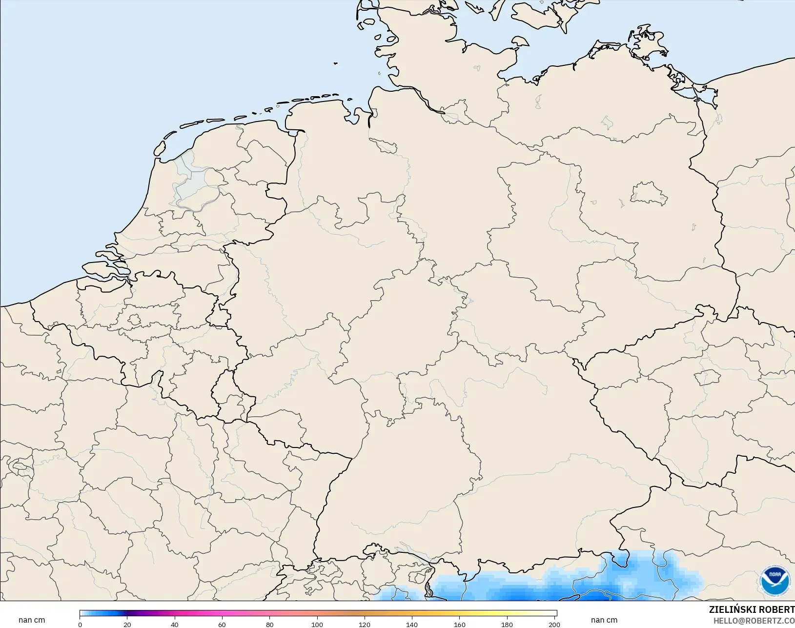 GFS model - Jerman, Ketebalan Salji