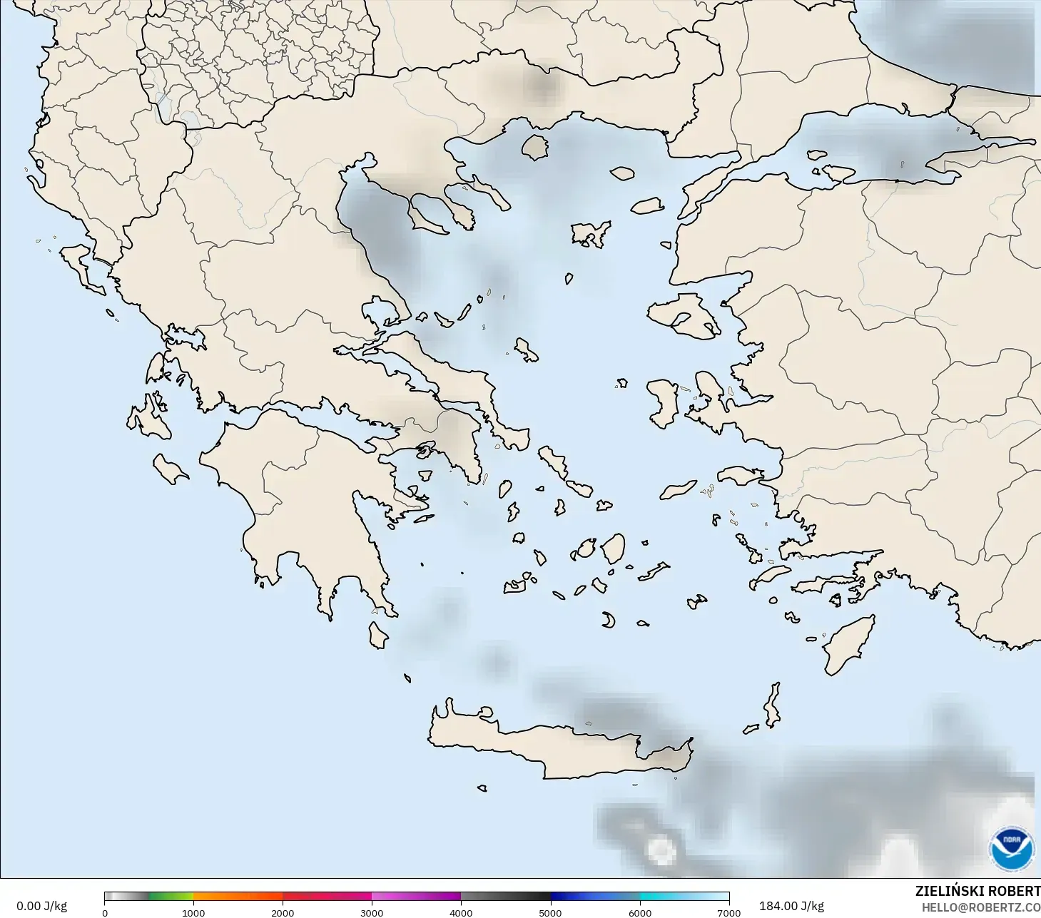 GFS modelo - Greece, CAPE