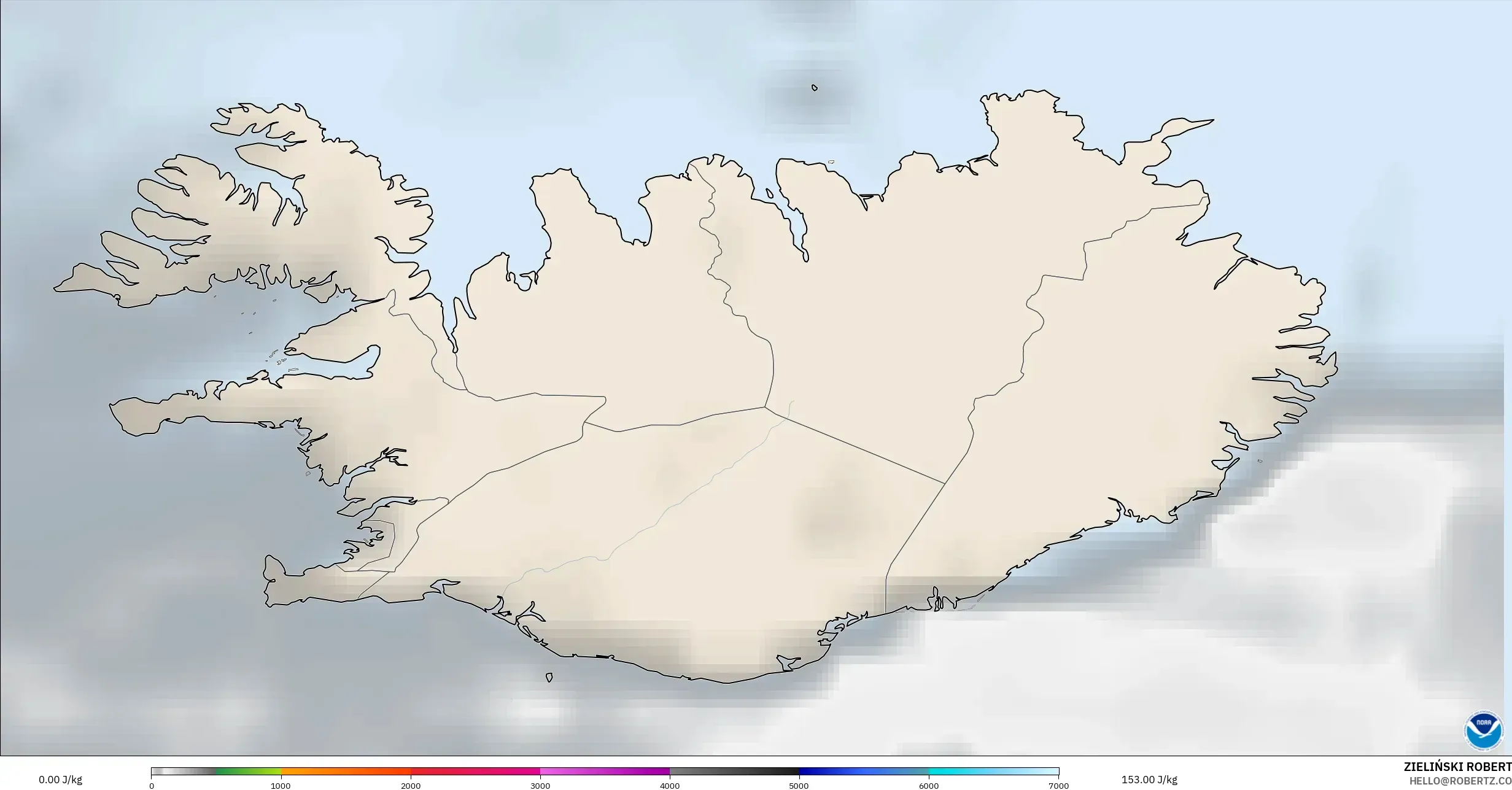 GFS modelo - Iceland, CAPE