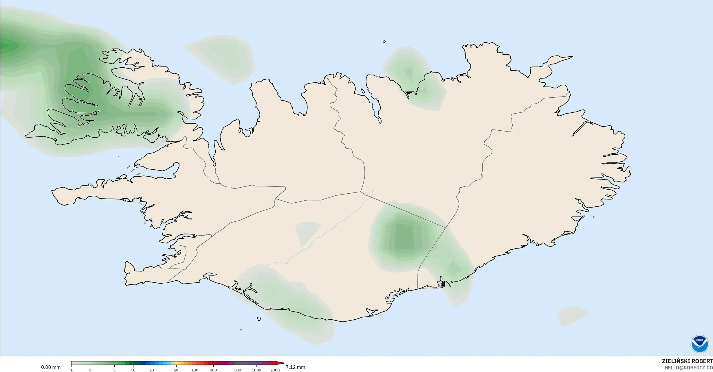 GFS model - Iceland, Pengumpulan Hujan