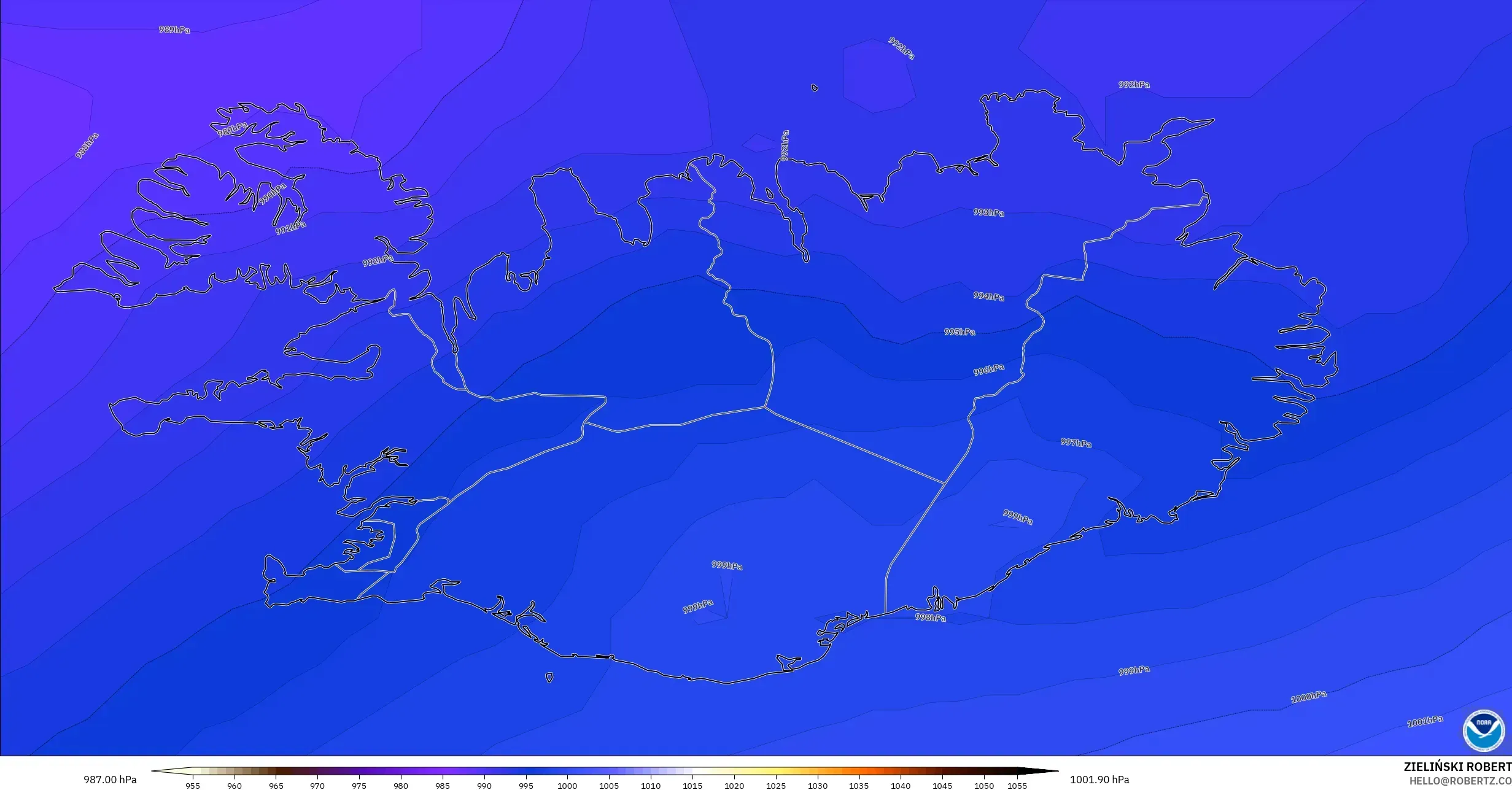 GFS model - Iceland, Tekanan