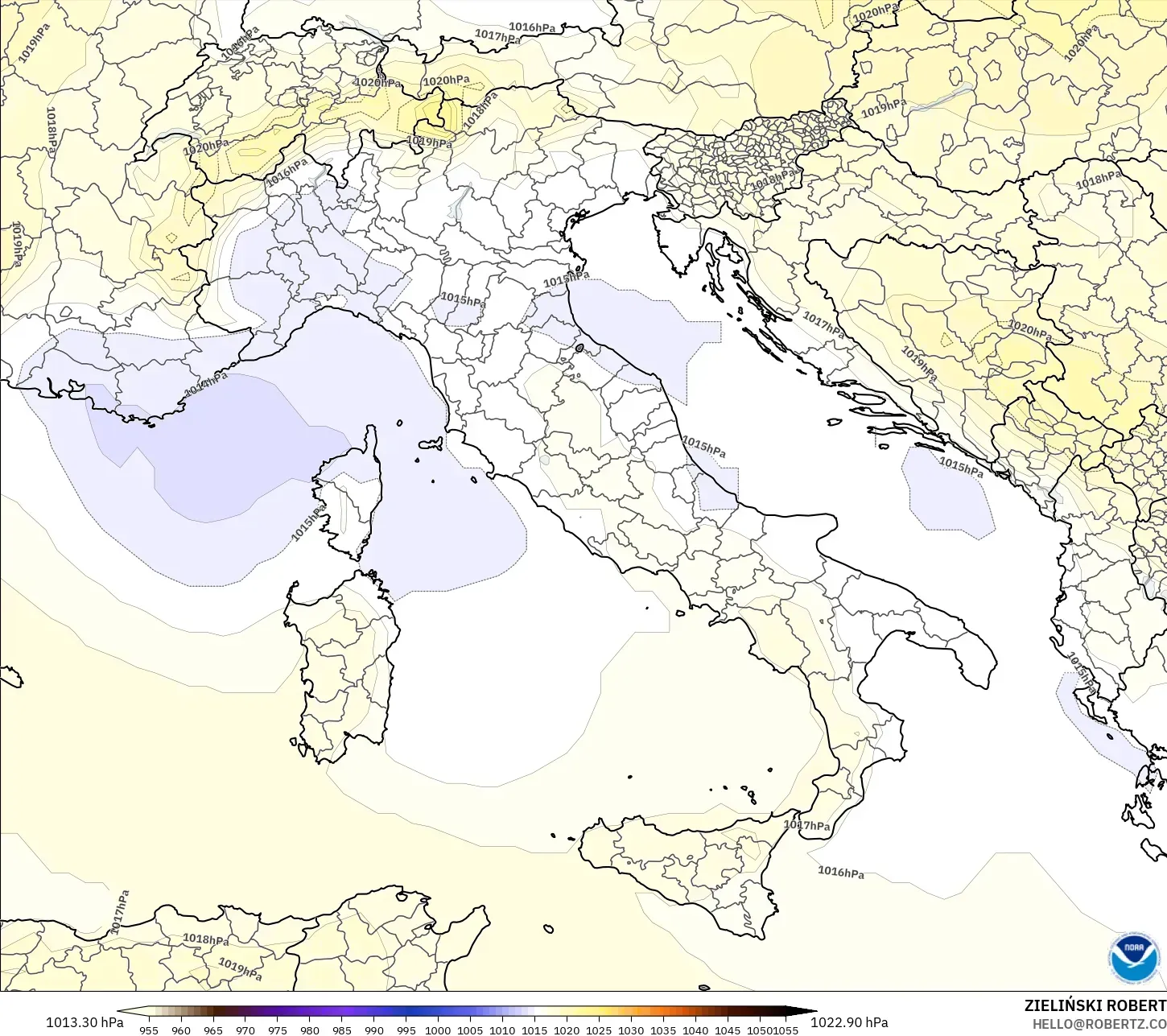 GFS model - Itali, Tekanan