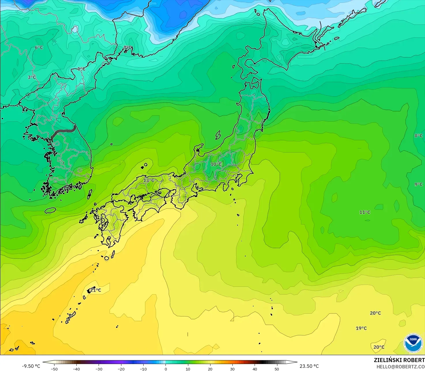 GFS model - Jepun, Takat Embun 2 m