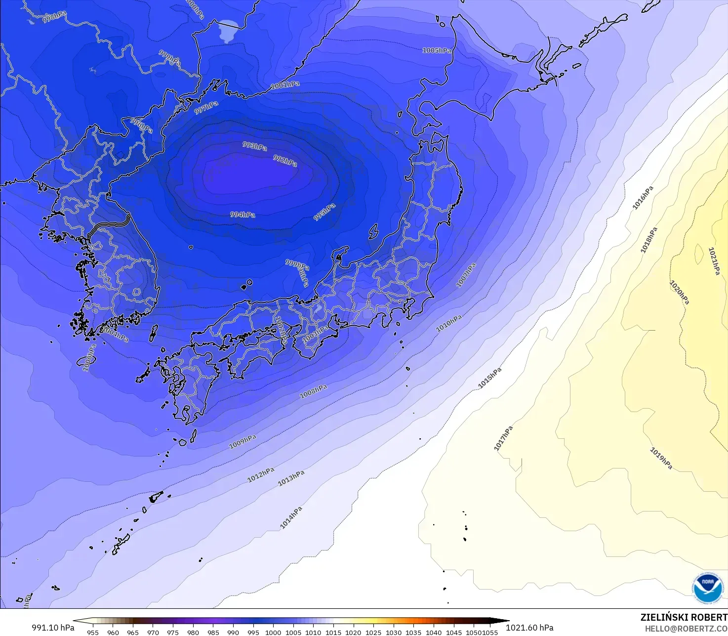 GFS model - Jepun, Tekanan