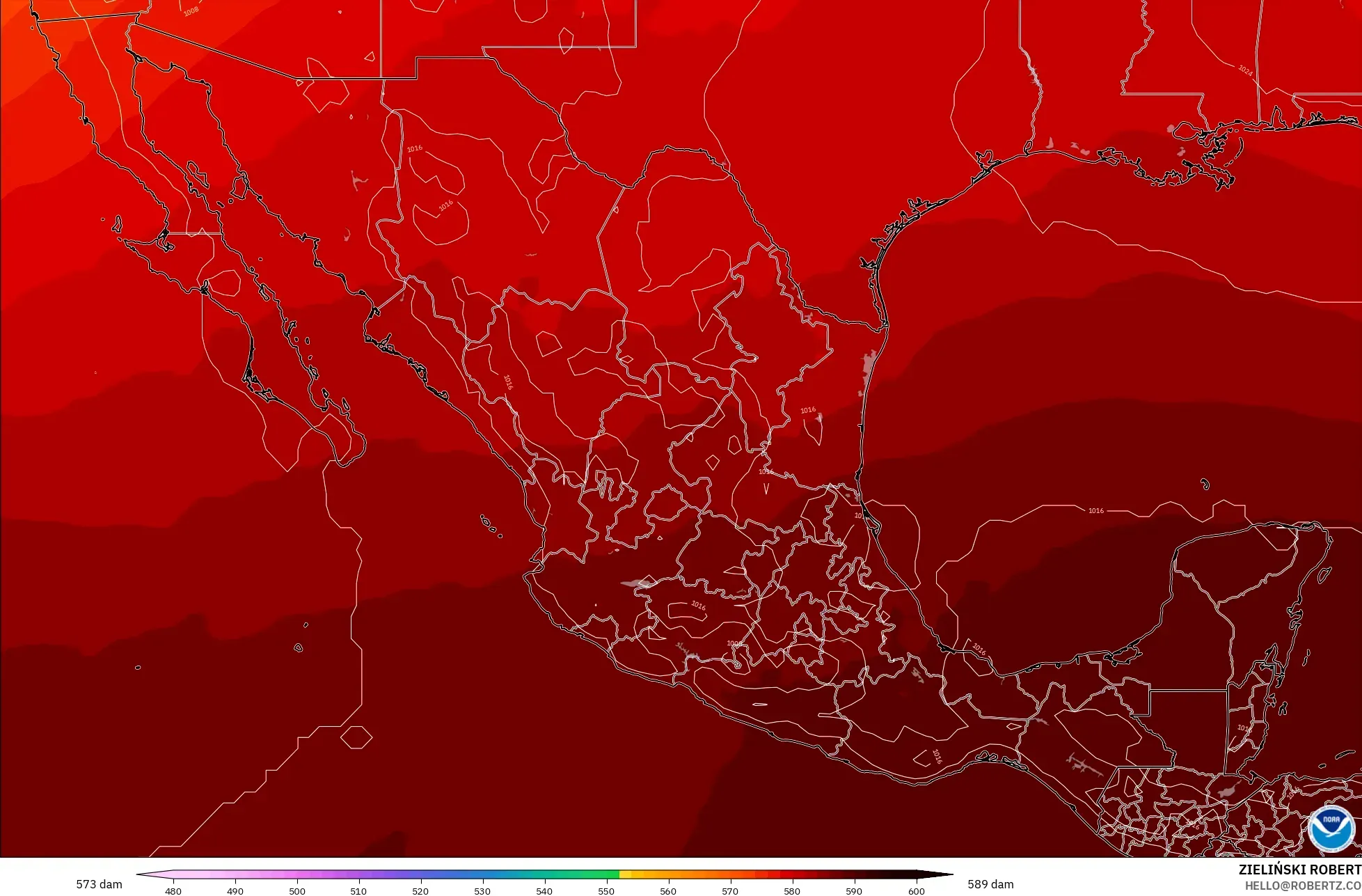 GFS model - Mexico, Ketinggian geopotensial pada 500 hPa