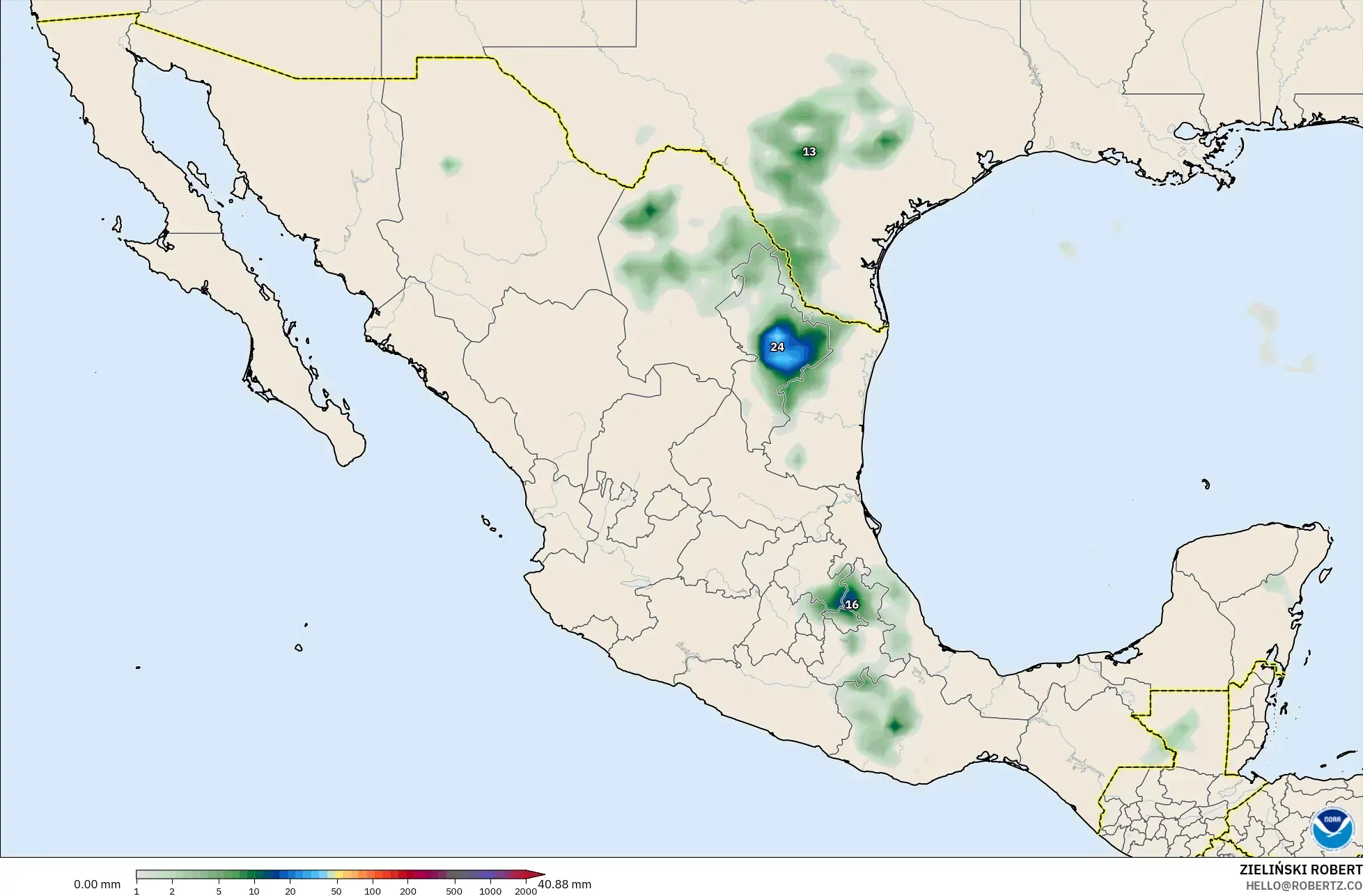 GFS model - Mexico, Pengumpulan Hujan
