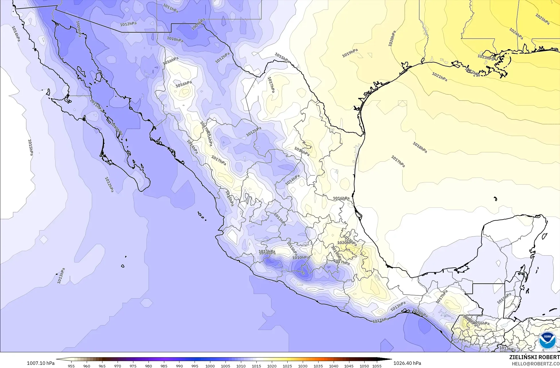 GFS model - Mexico, Tekanan