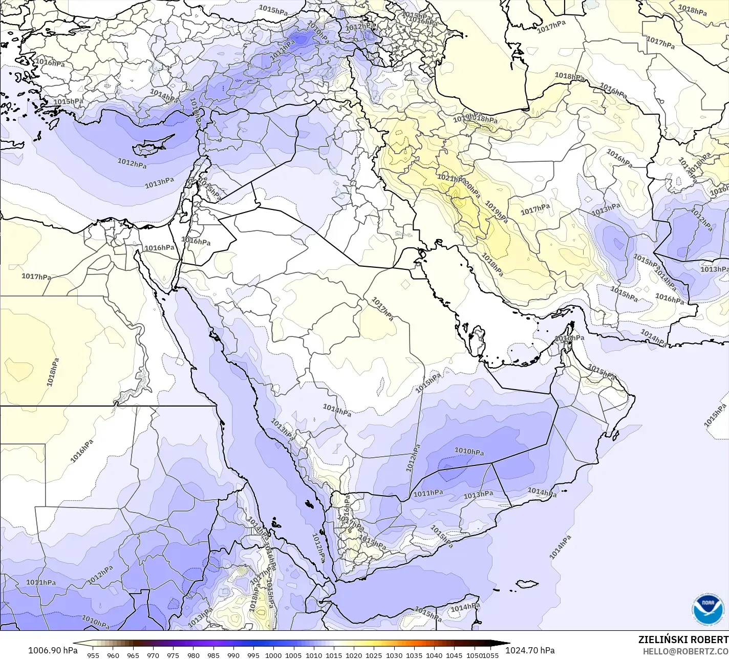 GFS model - Timur Tengah, Tekanan
