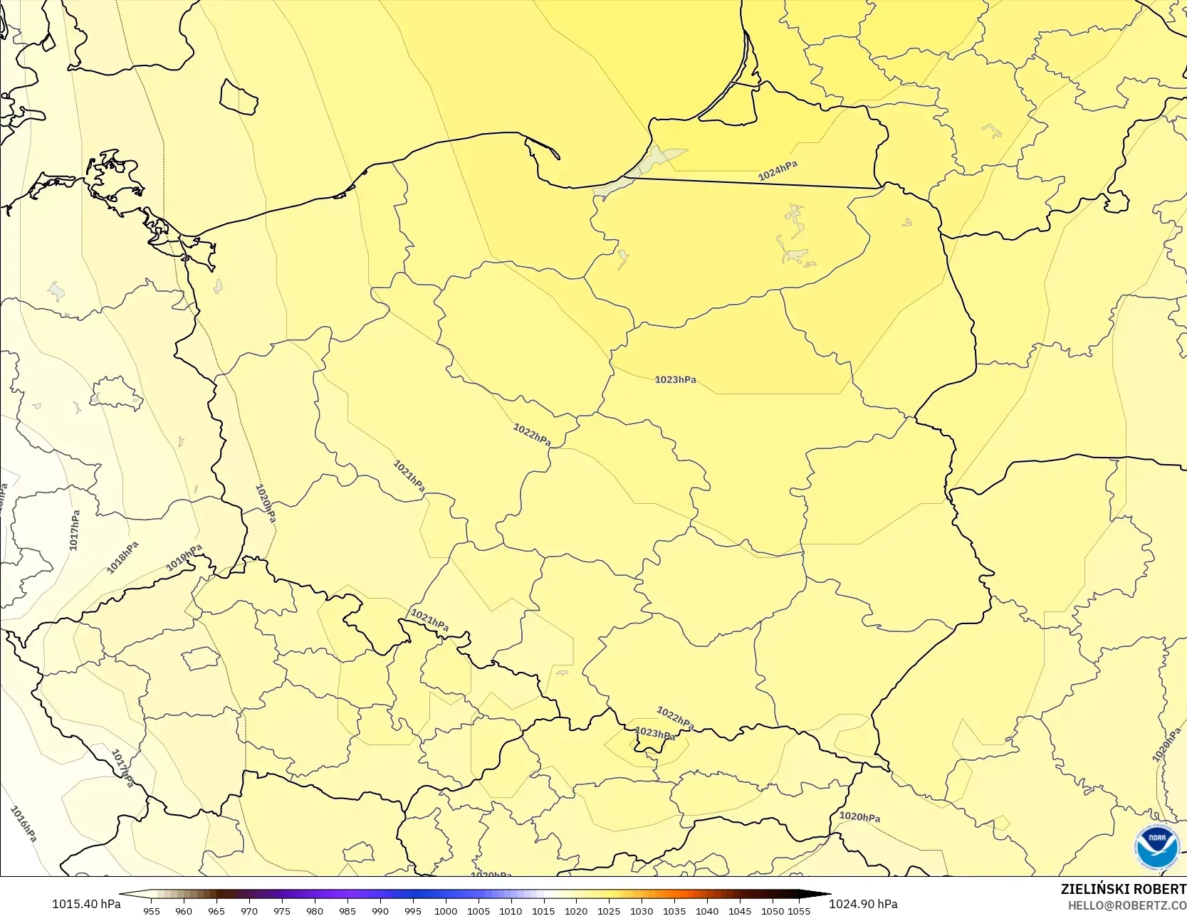 GFS modelo - Poland, Pressure