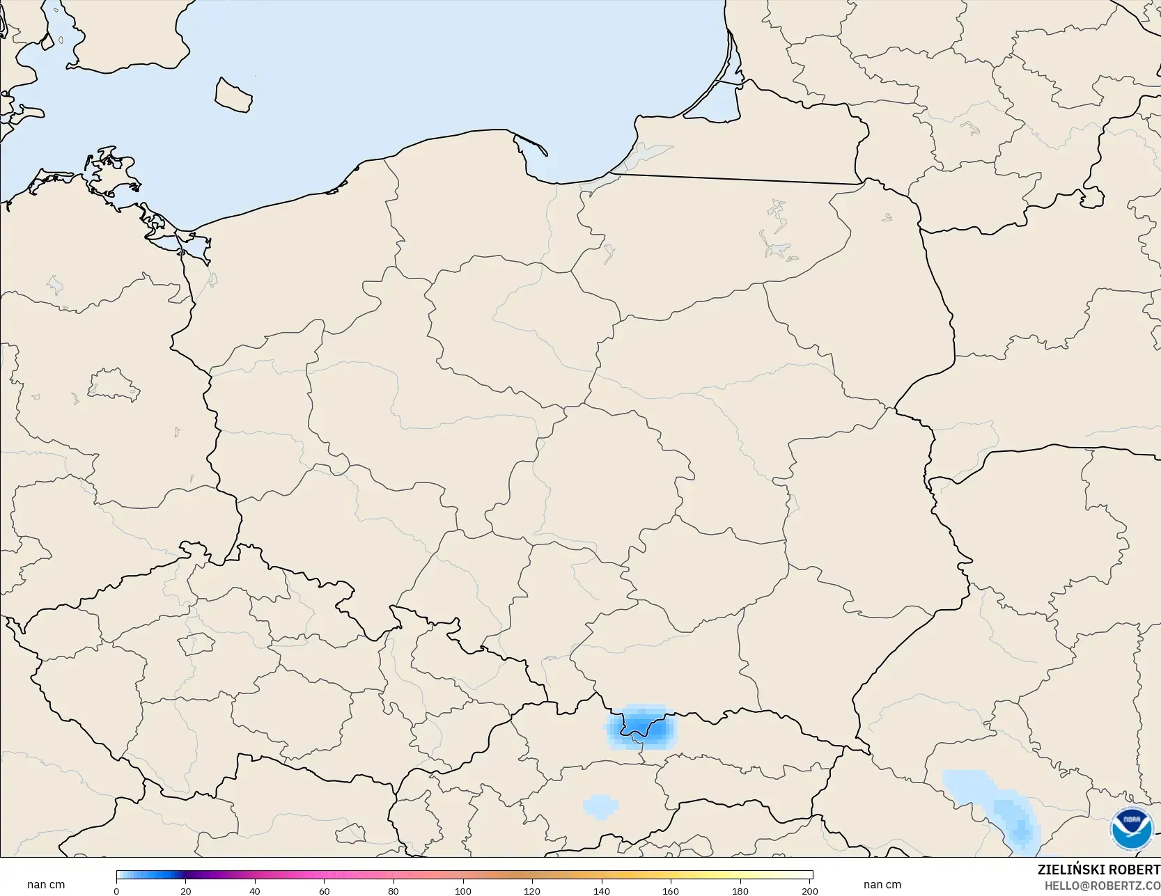 GFS modelo - Poland, Snow Depth