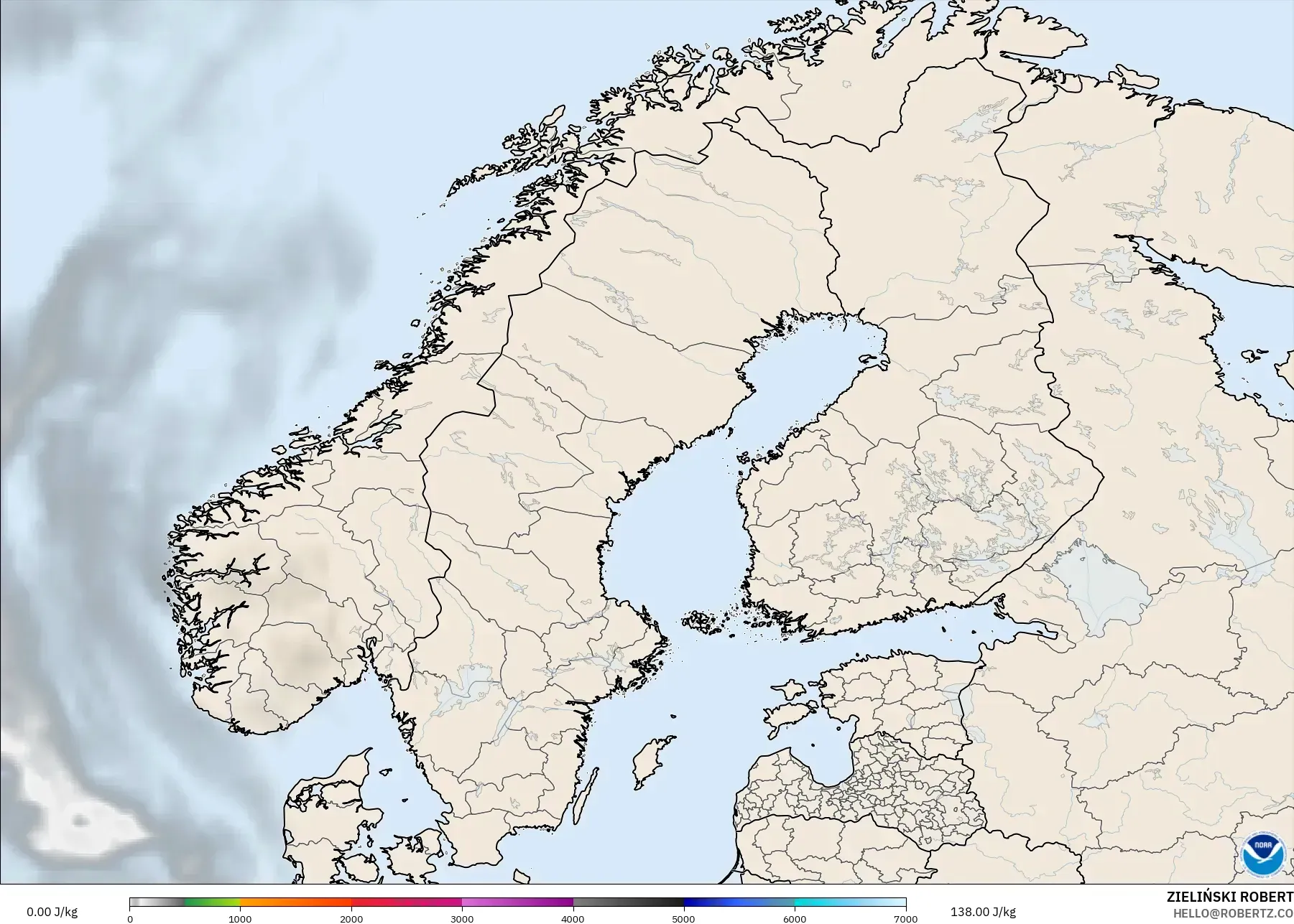 GFS model - Skandinavia, CAPE