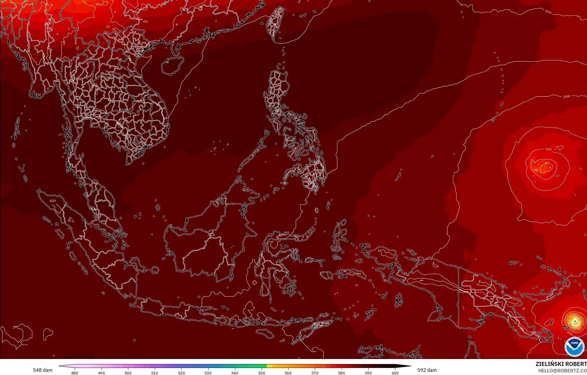 GFS model - Asia Tenggara, Ketinggian geopotensial pada 500 hPa