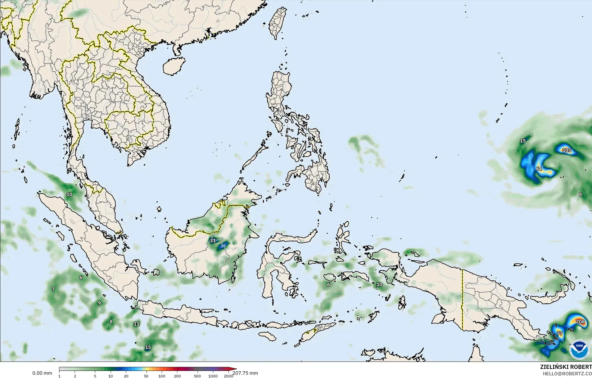 GFS model - Asia Tenggara, Pengumpulan Hujan